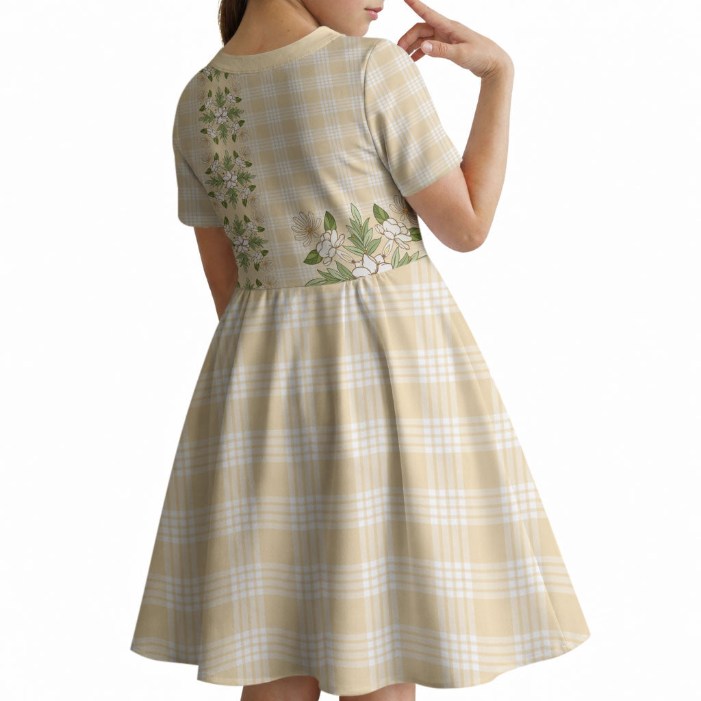 Melemele Ahiahia Hawai'i Palaka Squares Maile Leaf Kid Short Sleeve Dress Flowers Hawaiian Quilt Patterns