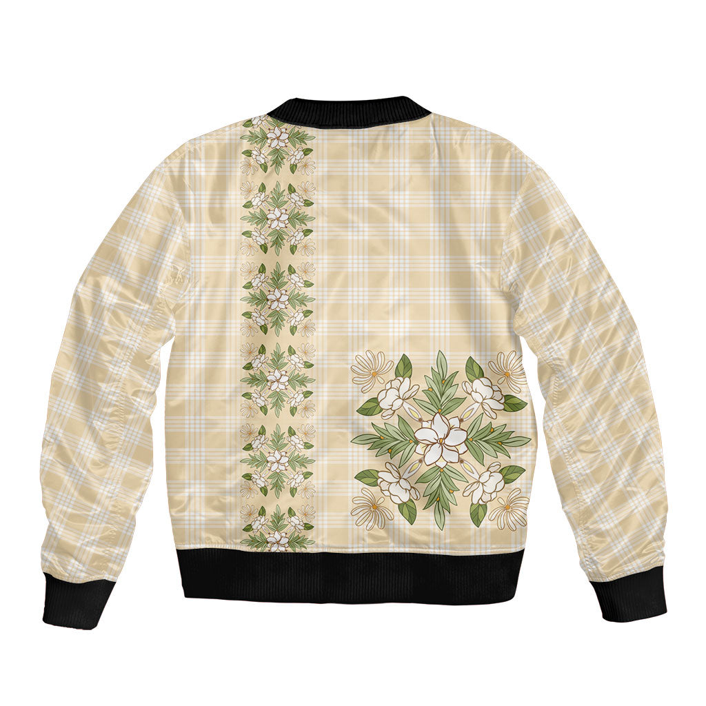 Melemele Ahiahia Hawai'i Palaka Squares Maile Leaf Sleeve Zip Bomber Jacket Flowers Hawaiian Quilt Patterns