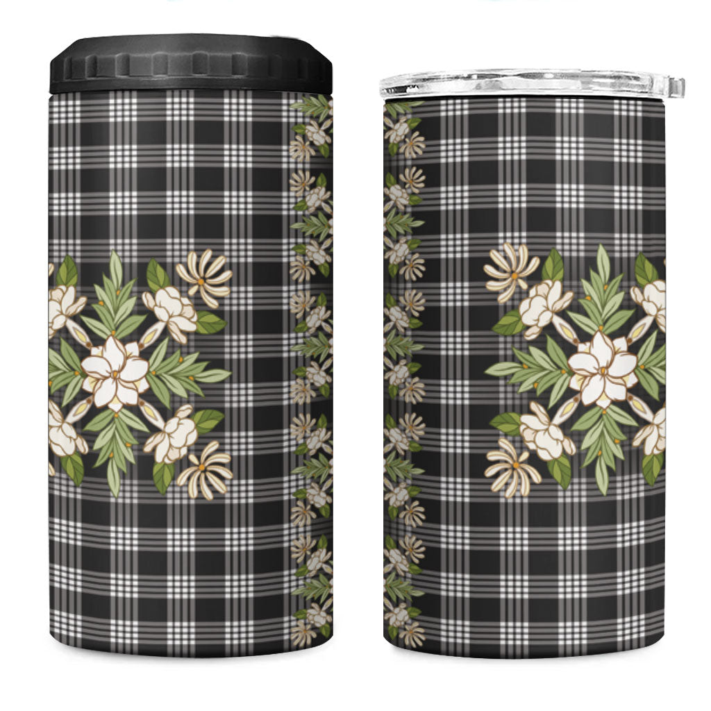 Pauli Hawai'i Palaka Squares Maile Leaf 4 in 1 Can Cooler Tumbler Flowers Hawaiian Quilt Patterns LT9 One Size: 16 oz Soft Black - Polynesian Pride