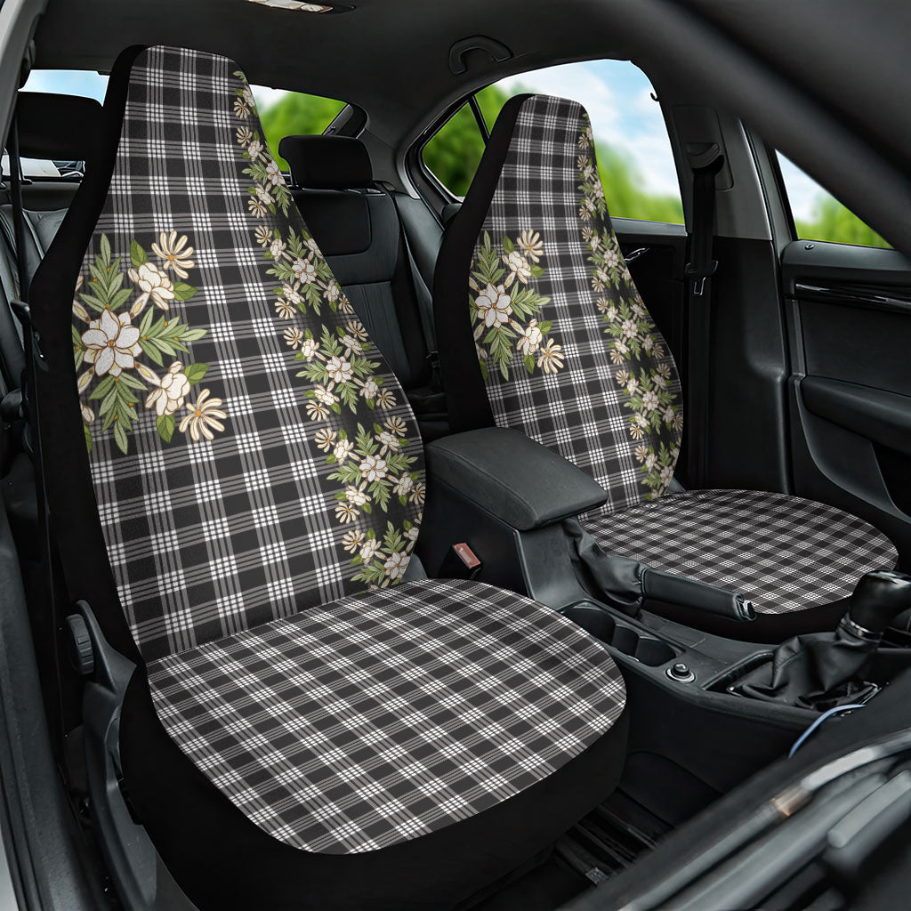 Pauli Hawai'i Palaka Squares Maile Leaf Car Seat Cover Flowers Hawaiian Quilt Patterns LT9 One Size Soft Black - Polynesian Pride