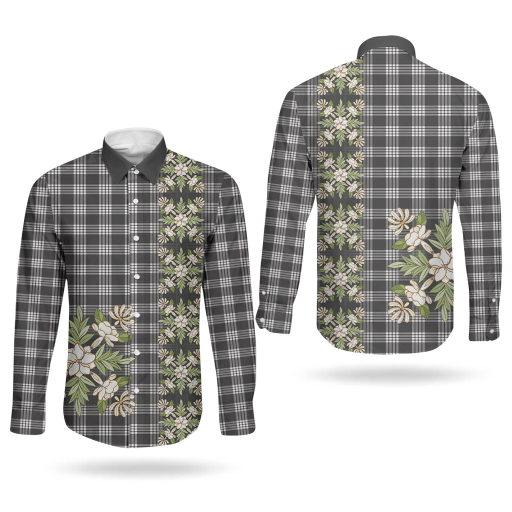 Pauli Hawai'i Palaka Squares Maile Leaf Couples Matching Off Shoulder Maxi Dress and Long Sleeve Button Shirt Flowers Hawaiian Quilt Patterns