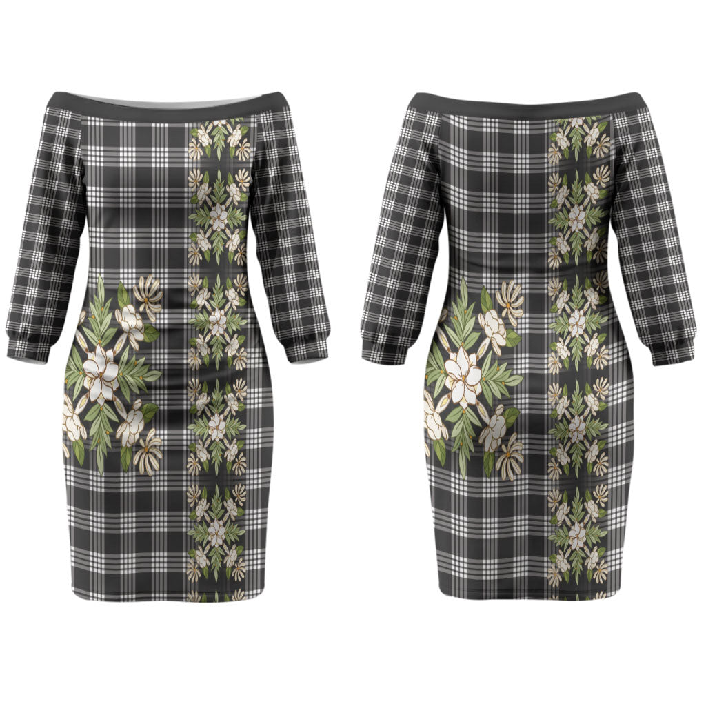 Pauli Hawai'i Palaka Squares Maile Leaf Couples Matching Off The Shoulder Long Sleeve Dress and Hawaiian Shirt Flowers Hawaiian Quilt Patterns