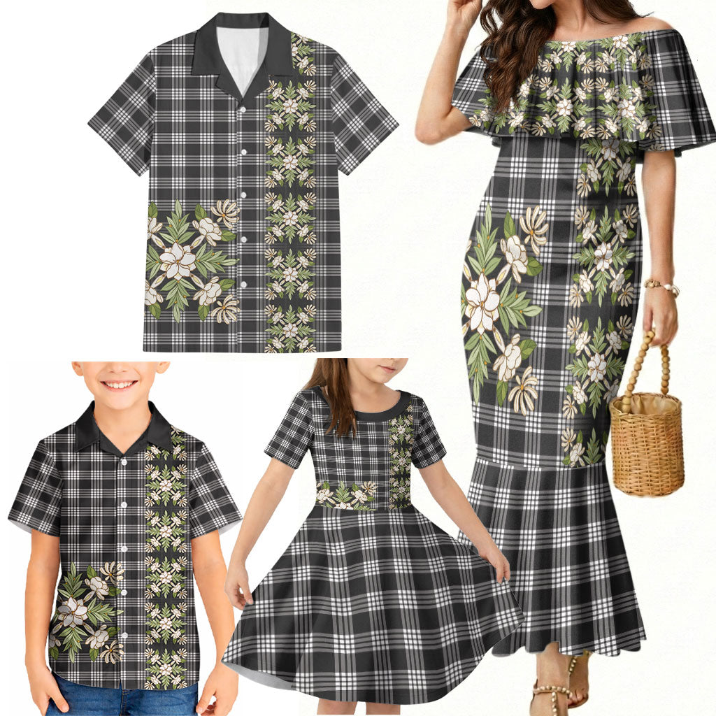 Pauli Hawai'i Palaka Squares Maile Leaf Family Matching Mermaid Dress and Hawaiian Shirt Flowers Hawaiian Quilt Patterns LT9 - Polynesian Pride