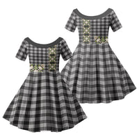 Pauli Hawai'i Palaka Squares Maile Leaf Family Matching Off The Shoulder Long Sleeve Dress and Hawaiian Shirt Flowers Hawaiian Quilt Patterns