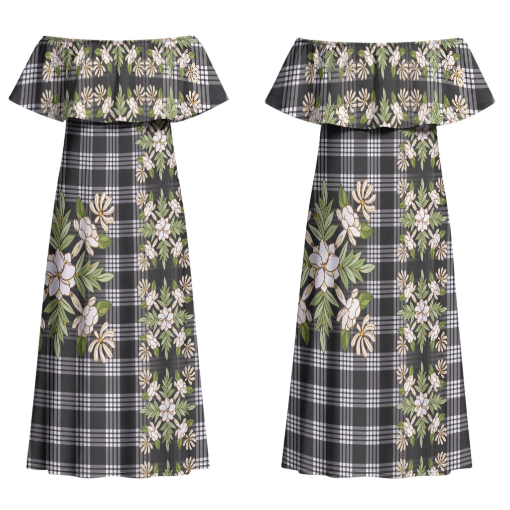 Pauli Hawai'i Palaka Squares Maile Leaf Family Matching Off Shoulder Maxi Dress and Hawaiian Shirt Flowers Hawaiian Quilt Patterns