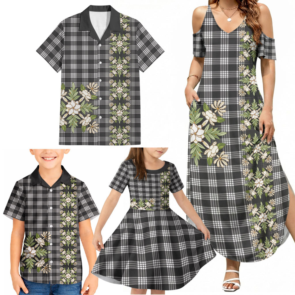 Pauli Hawai'i Palaka Squares Maile Leaf Family Matching Summer Maxi Dress and Hawaiian Shirt Flowers Hawaiian Quilt Patterns LT9 - Polynesian Pride