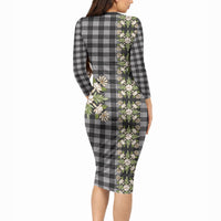 Pauli Hawai'i Palaka Squares Maile Leaf Long Sleeve Bodycon Dress Flowers Hawaiian Quilt Patterns