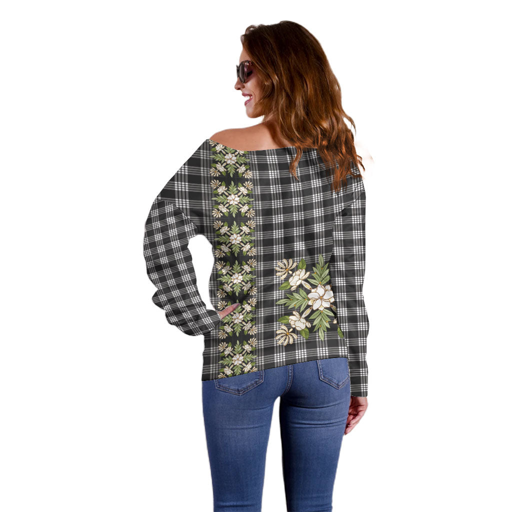 Pauli Hawai'i Palaka Squares Maile Leaf Off Shoulder Sweater Flowers Hawaiian Quilt Patterns