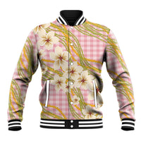Akala Hamele Palaka Plumeria Baseball Jacket Puakenikeni and Maile Lei