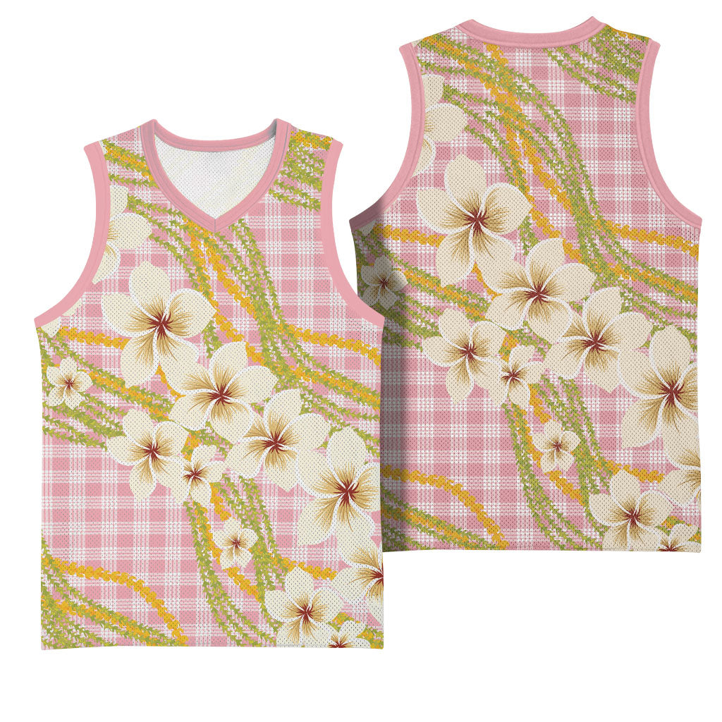 Akala Hamele Palaka Plumeria Basketball Jersey Puakenikeni and Maile Lei