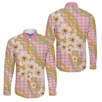 Akala Hamele Palaka Plumeria Family Matching Summer Maxi Dress and Hawaiian Shirt Puakenikeni and Maile Lei