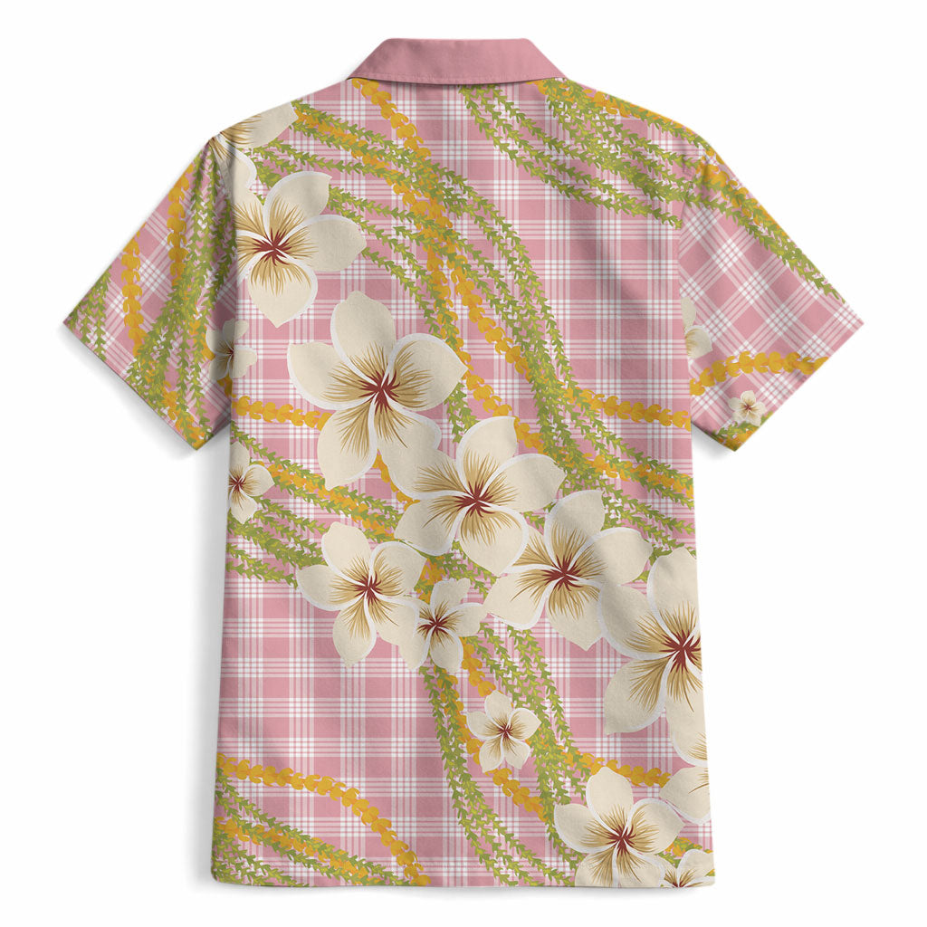 Akala Hamele Palaka Plumeria Hawaiian Shirt Puakenikeni and Maile Lei