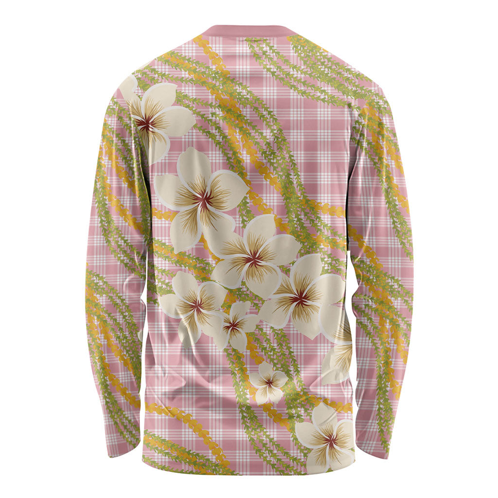 Akala Hamele Palaka Plumeria Long Sleeve Shirt Puakenikeni and Maile Lei