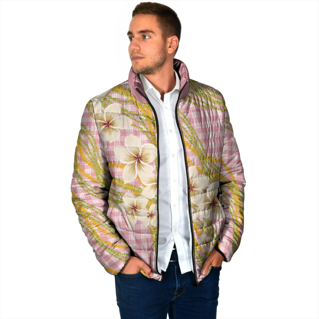 Akala Hamele Palaka Plumeria Padded Jacket Puakenikeni and Maile Lei