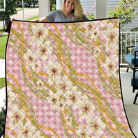 Akala Hamele Palaka Plumeria Quilt Puakenikeni and Maile Lei