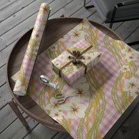 Akala Hamele Palaka Plumeria Wrapping Paper Puakenikeni and Maile Lei