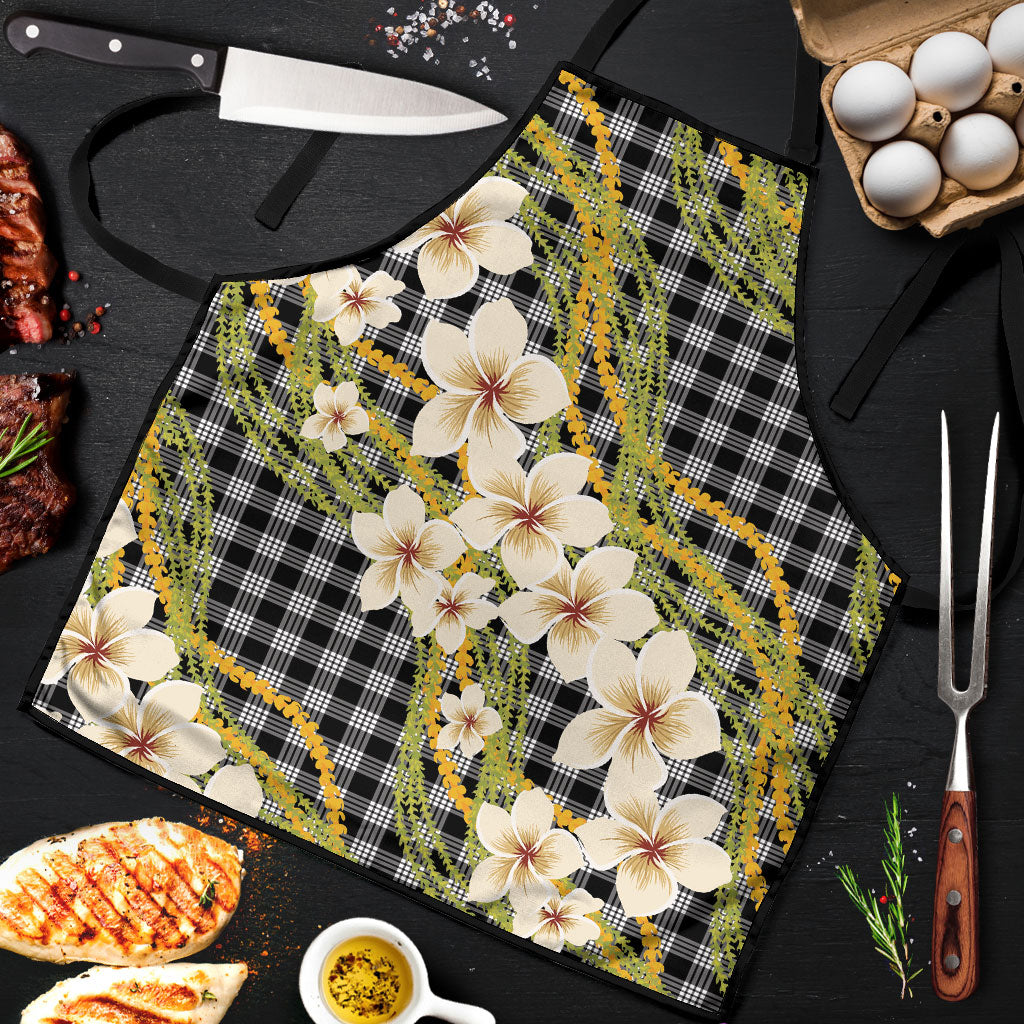 Ele'ele Hawai'i Palaka Plumeria Apron Puakenikeni and Maile Lei