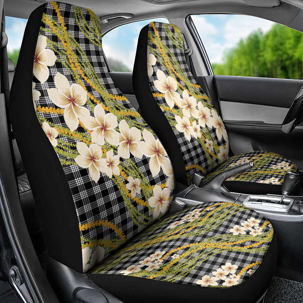 Ele'ele Hawai'i Palaka Plumeria Car Seat Cover Puakenikeni and Maile Lei