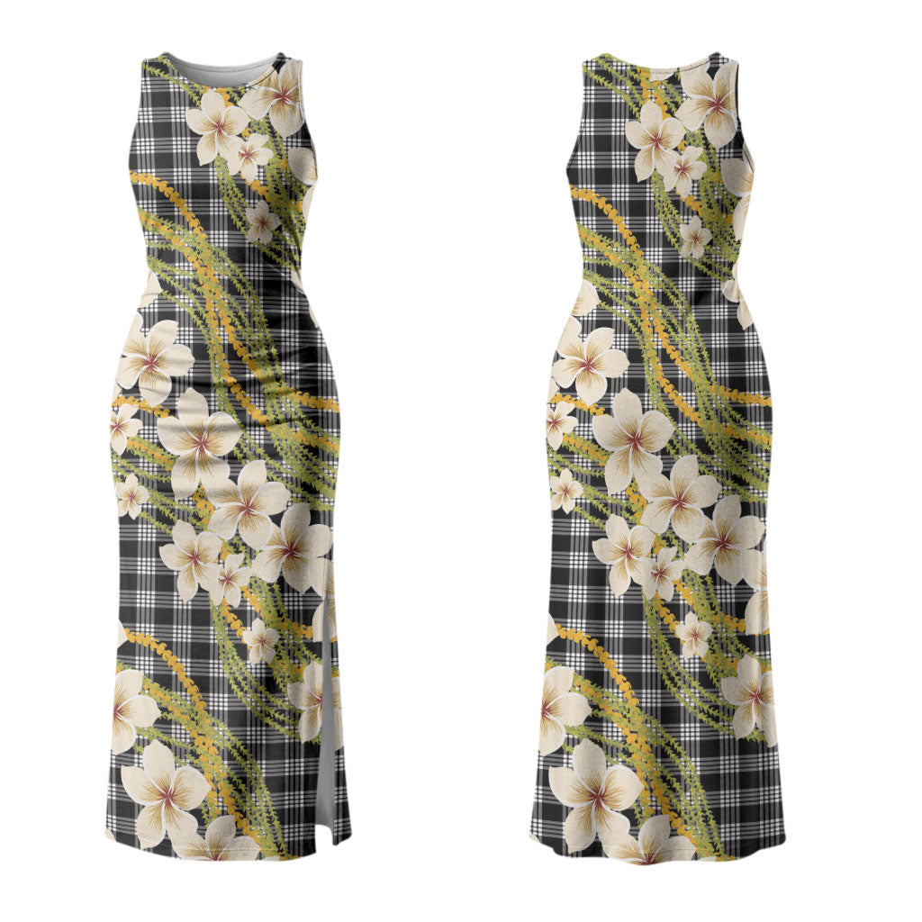 Ele'ele Hawai'i Palaka Plumeria Family Matching Tank Maxi Dress and Hawaiian Shirt Puakenikeni and Maile Lei