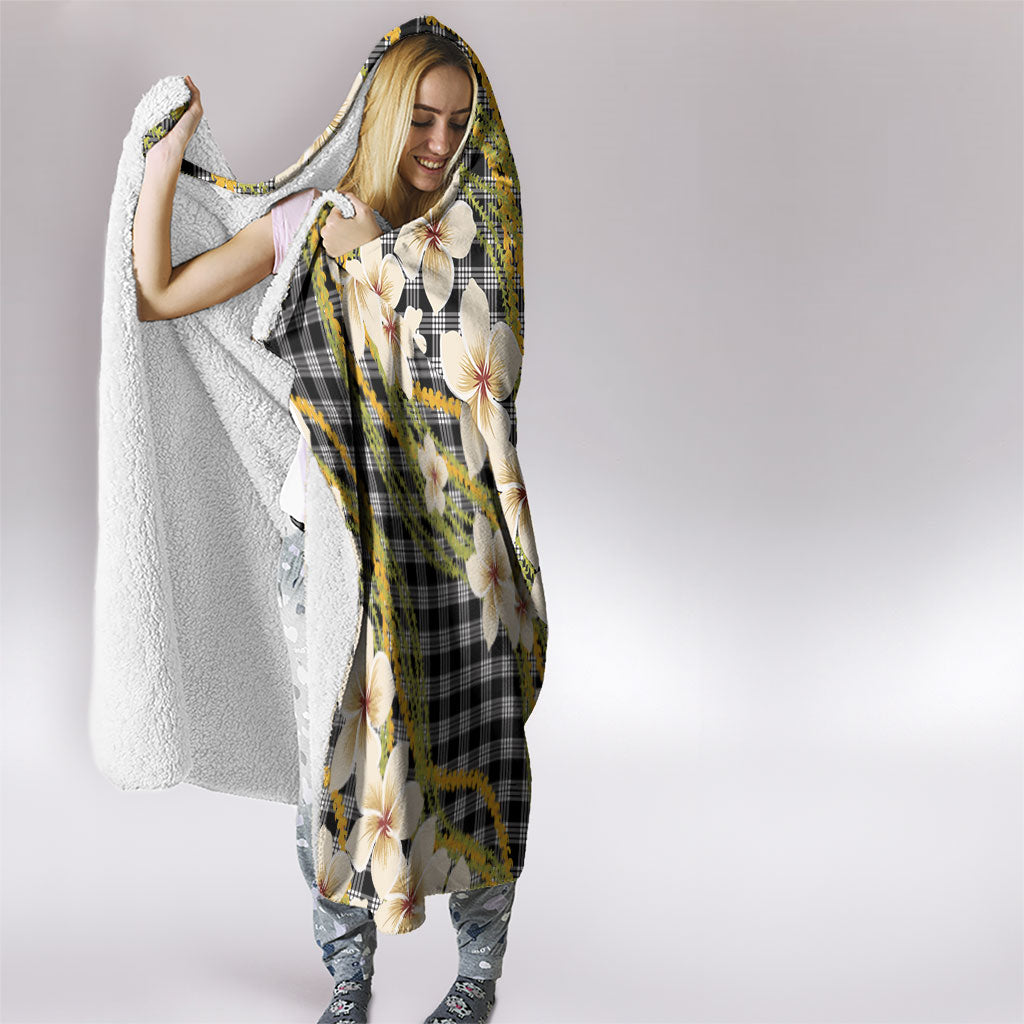 Ele'ele Hawai'i Palaka Plumeria Hooded Blanket Puakenikeni and Maile Lei