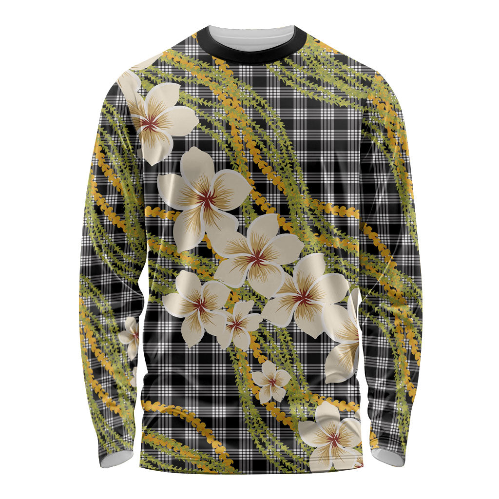 Ele'ele Hawai'i Palaka Plumeria Long Sleeve Shirt Puakenikeni and Maile Lei