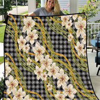 Ele'ele Hawai'i Palaka Plumeria Quilt Puakenikeni and Maile Lei