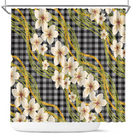 Ele'ele Hawai'i Palaka Plumeria Shower Curtain Puakenikeni and Maile Lei