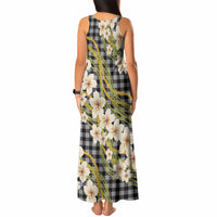 Ele'ele Hawai'i Palaka Plumeria Tank Maxi Dress Puakenikeni and Maile Lei