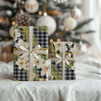 Ele'ele Hawai'i Palaka Plumeria Wrapping Paper Puakenikeni and Maile Lei