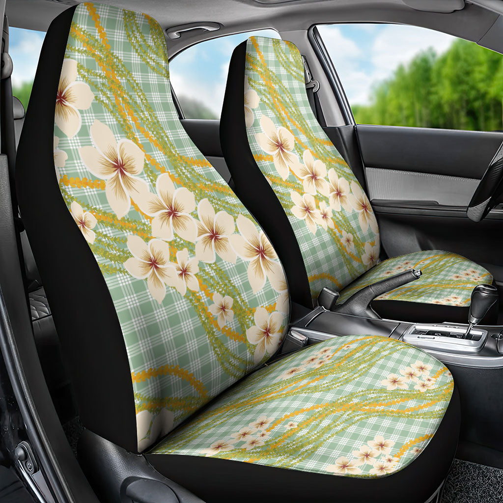 Liko Kukui Hawai'i Palaka Plumeria Car Seat Cover Puakenikeni and Maile Lei