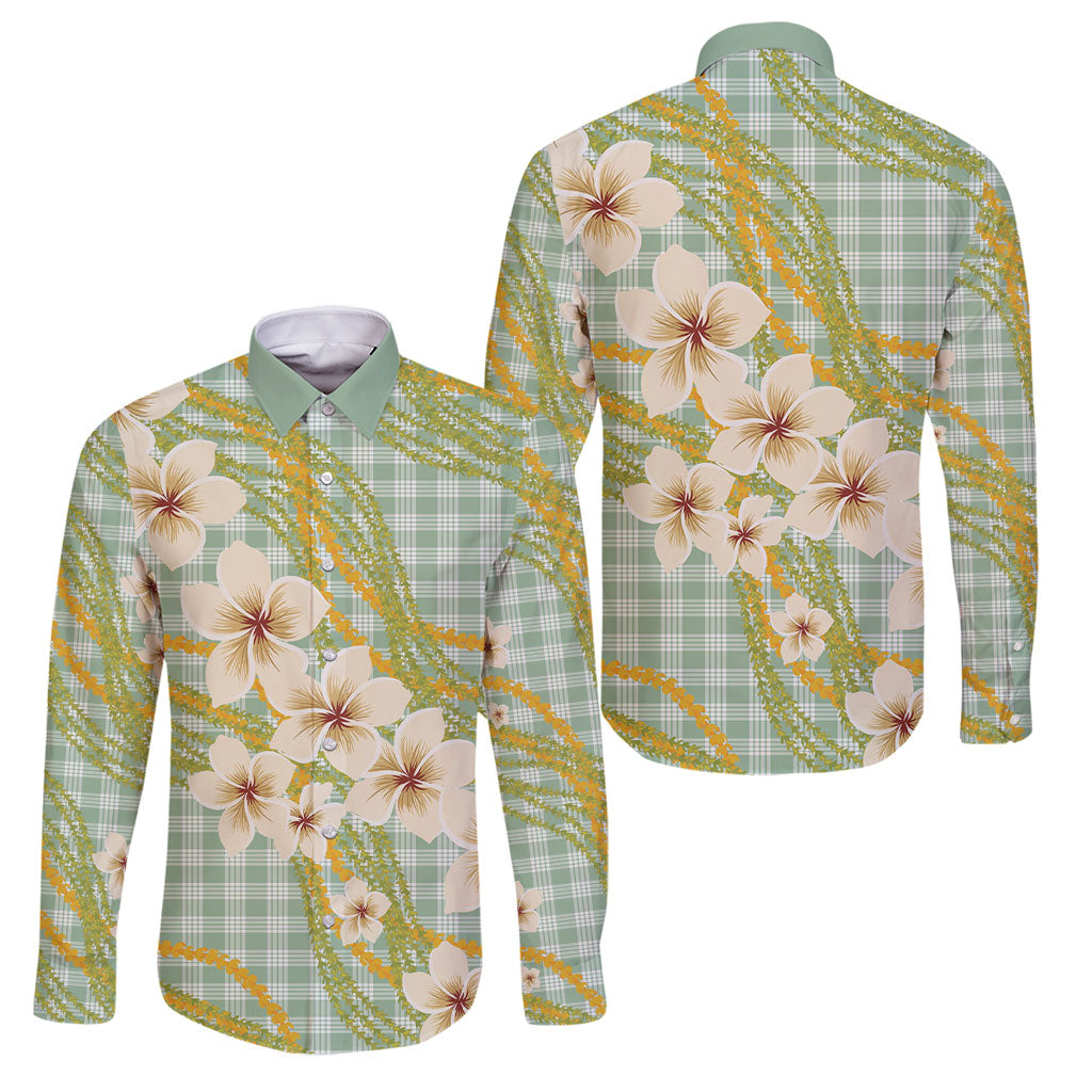 Liko Kukui Hawai'i Palaka Plumeria Family Matching Summer Maxi Dress and Hawaiian Shirt Puakenikeni and Maile Lei