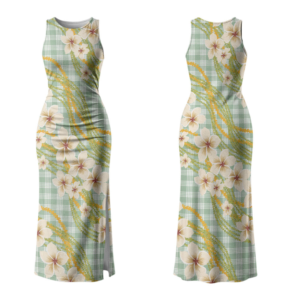 Liko Kukui Hawai'i Palaka Plumeria Family Matching Tank Maxi Dress and Hawaiian Shirt Puakenikeni and Maile Lei