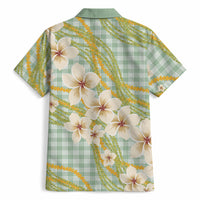 Liko Kukui Hawai'i Palaka Plumeria Hawaiian Shirt Puakenikeni and Maile Lei
