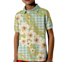 Liko Kukui Hawai'i Palaka Plumeria Kid Polo Shirt Puakenikeni and Maile Lei