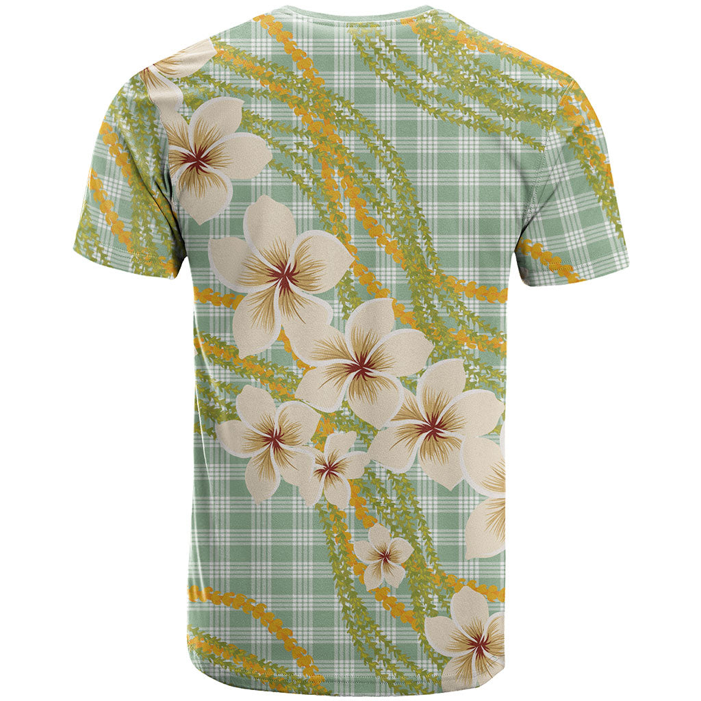 Liko Kukui Hawai'i Palaka Plumeria T Shirt Puakenikeni and Maile Lei