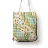Liko Kukui Hawai'i Palaka Plumeria Tote Bag Puakenikeni and Maile Lei