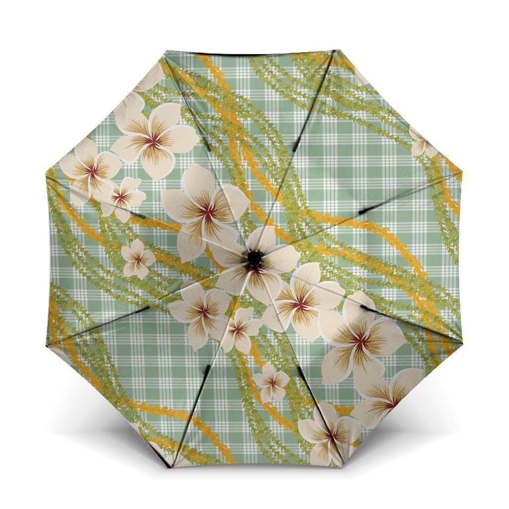 Liko Kukui Hawai'i Palaka Plumeria Umbrella Puakenikeni and Maile Lei