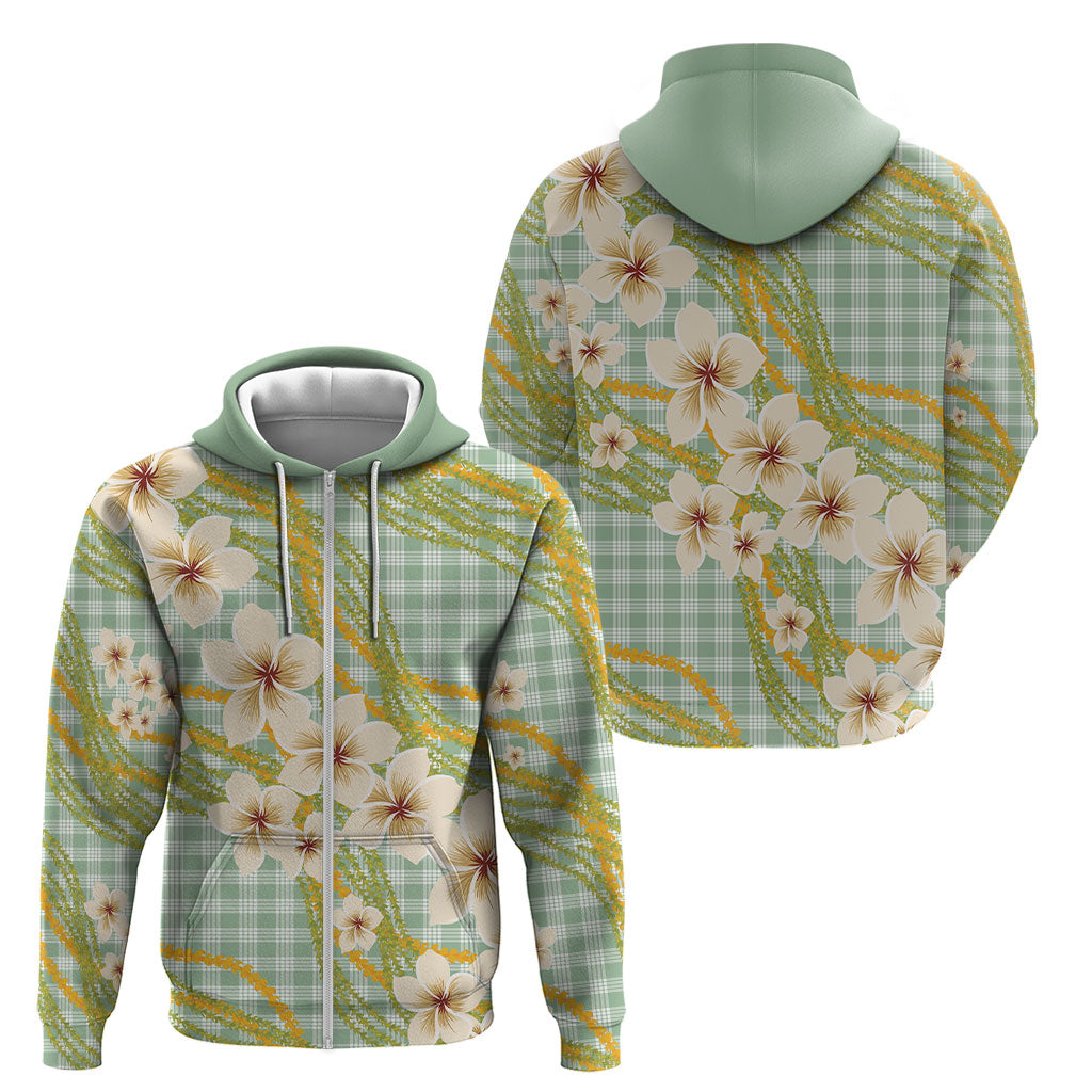 Liko Kukui Hawai'i Palaka Plumeria Zip Hoodie Puakenikeni and Maile Lei