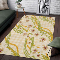 Melemele Ahiahia Hawai'i Palaka Plumeria Area Rug Puakenikeni and Maile Lei