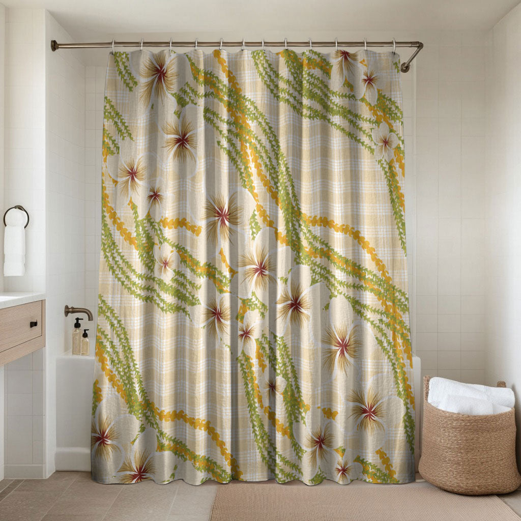 Melemele Ahiahia Hawai'i Palaka Plumeria Bathroom Set Puakenikeni and Maile Lei