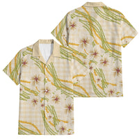 Melemele Ahiahia Hawai'i Palaka Plumeria Family Matching Puletasi and Hawaiian Shirt Puakenikeni and Maile Lei