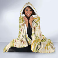 Melemele Ahiahia Hawai'i Palaka Plumeria Hooded Blanket Puakenikeni and Maile Lei
