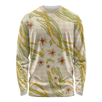 Melemele Ahiahia Hawai'i Palaka Plumeria Long Sleeve Shirt Puakenikeni and Maile Lei