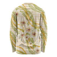 Melemele Ahiahia Hawai'i Palaka Plumeria Long Sleeve Shirt Puakenikeni and Maile Lei