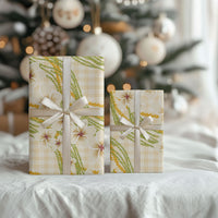 Melemele Ahiahia Hawai'i Palaka Plumeria Wrapping Paper Puakenikeni and Maile Lei
