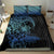 Floral Polynesian Hibiscus Tattoo Bedding Set Blue Gradient Style