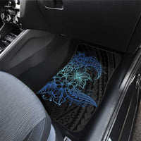 Floral Polynesian Hibiscus Tattoo Car Mats Blue Gradient Style