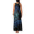 Floral Polynesian Hibiscus Tattoo Family Matching Tank Maxi Dress and Hawaiian Shirt Blue Gradient Style