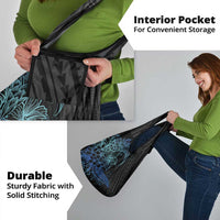 Floral Polynesian Hibiscus Tattoo Grocery Bag Blue Gradient Style