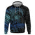 Floral Polynesian Hibiscus Tattoo Hoodie Blue Gradient Style